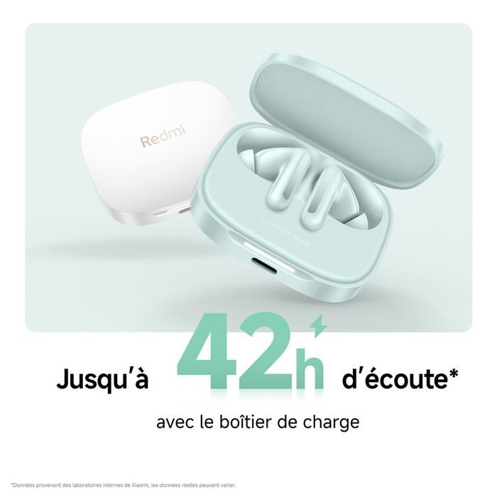 Auriculares Bluetooth Redmi Buds 6 con cancelación activa de ruido, 42 horas de autonomía y diseño intrauditivo.