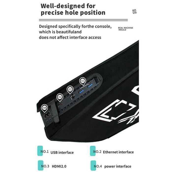Capa protetora - Console PS5 - Tecido de mergulho - Preto e branco - À prova de poeira
