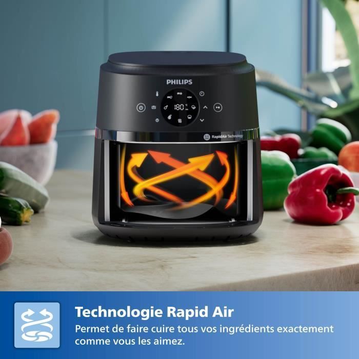 Friggitrice ad aria Philips NA220/00 - Serie 2000 - 4,2 l - 13 modalità di cottura - finestra di cottura - 1500 W - Nera