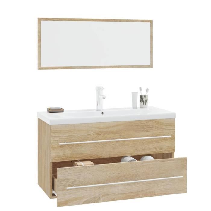 3152850 vidaXL 3-piece bathroom furniture set Sonoma oak