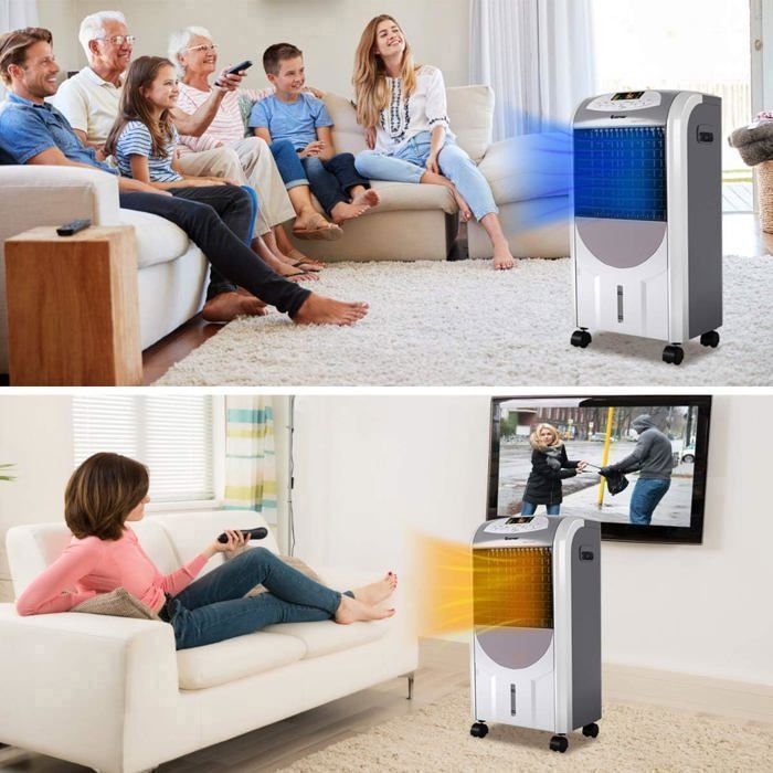 Aire acondicionado/enfriador portátil COSTWAY 7L 75W 5 en 1 - Refrigeración/Calefacción - Control remoto - Temporizador de 8 horas - 3 velocidades - Oscilación de 70°