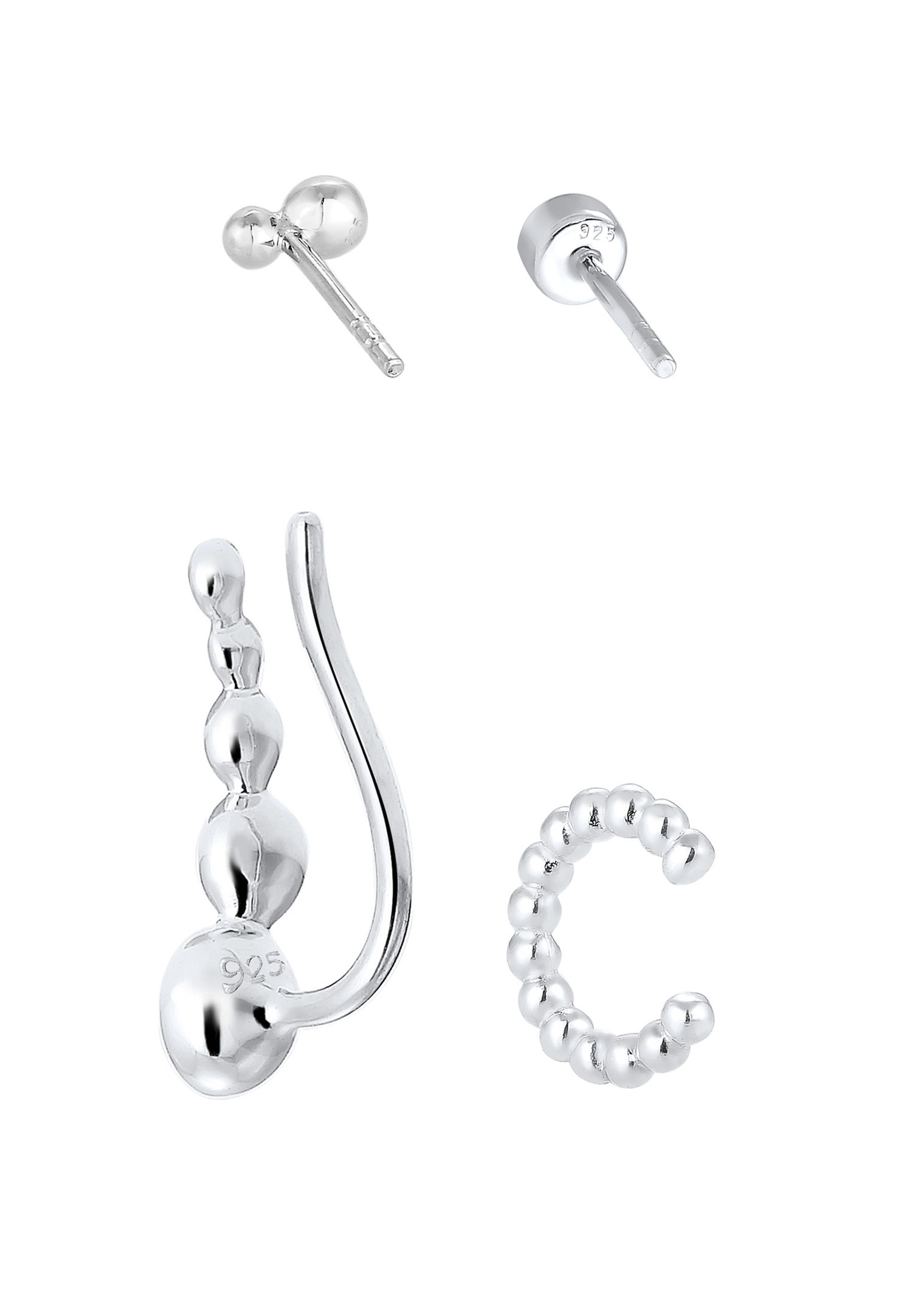 Elli Earcuff Ear Climber avec des Cristaux Boucles d'Oreilles Femme - (925/1000) Argent