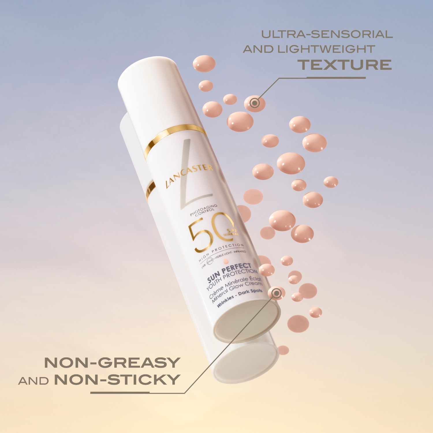 „Lancaster Sun Perfect“ mineralinis švytėjimo suteikiantis kremas nuo saulės SPF 50, 50 ml
