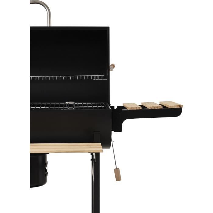 COOKING BOX MIKE EVOLUTION Houtskoolbarbecue - 115x66x106 cm - 2 verchroomde stalen grillroosters - Kookoppervlak: 71x35 cm - Zwart