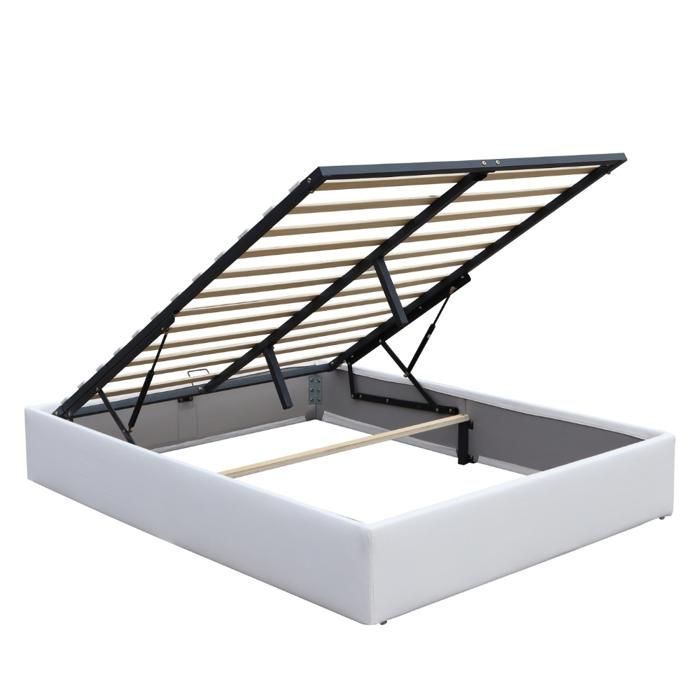 Lit Coffre - LORIS - 120x190 cm - Blanc - Design Contemporain - Sommier Inclus