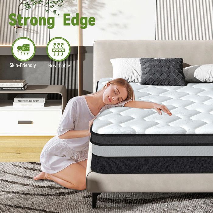 Colchón de 140x200 cm - Extra grueso (30 cm) - Muelles ensacados - Espuma de alta resiliencia - Firmeza y confort - Soporte perfecto - Oeko-TEX®