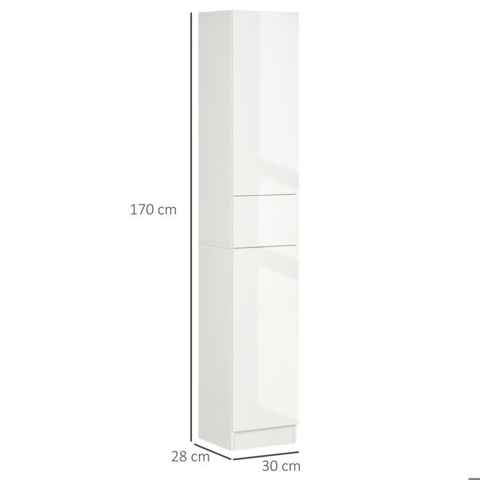 kleankin - Meuble colonne rangement salle de bain - Panneaux de particules - 30x28x170cm - Blanc