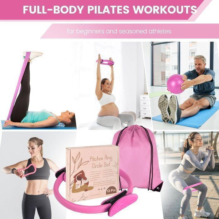Pilates-Fitness-Set – 13-teilig – Lila – Widerstand – Anfänger – Kompakt