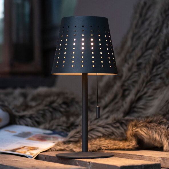 LED battery-powered solar table lamp Mandy, anthracite