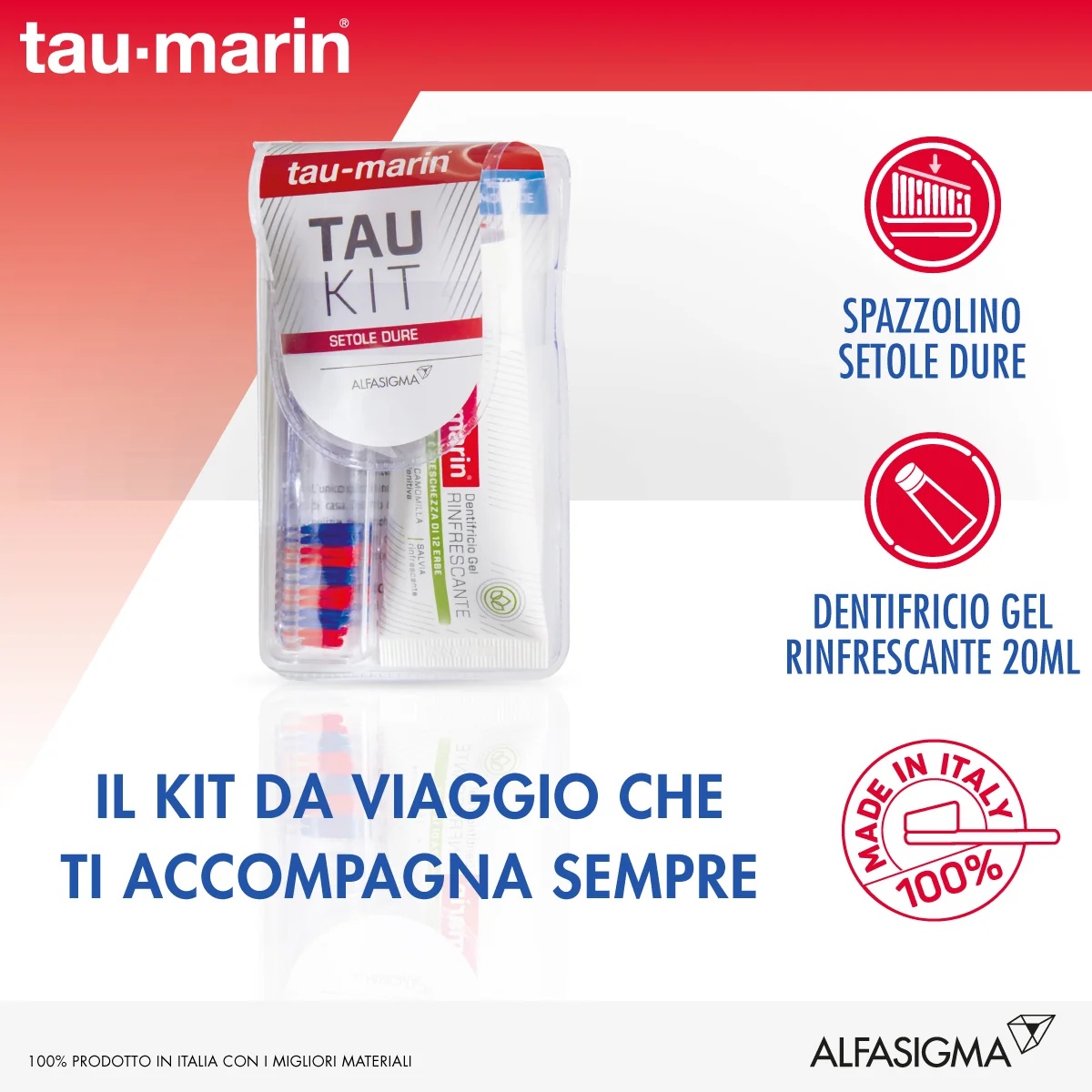 ALFASIGMA TAU MARIN Set bestehend aus Tau-Marin Hartzahnbürsten und erfrischender Kräutergel-Zahnpasta (20 ml)