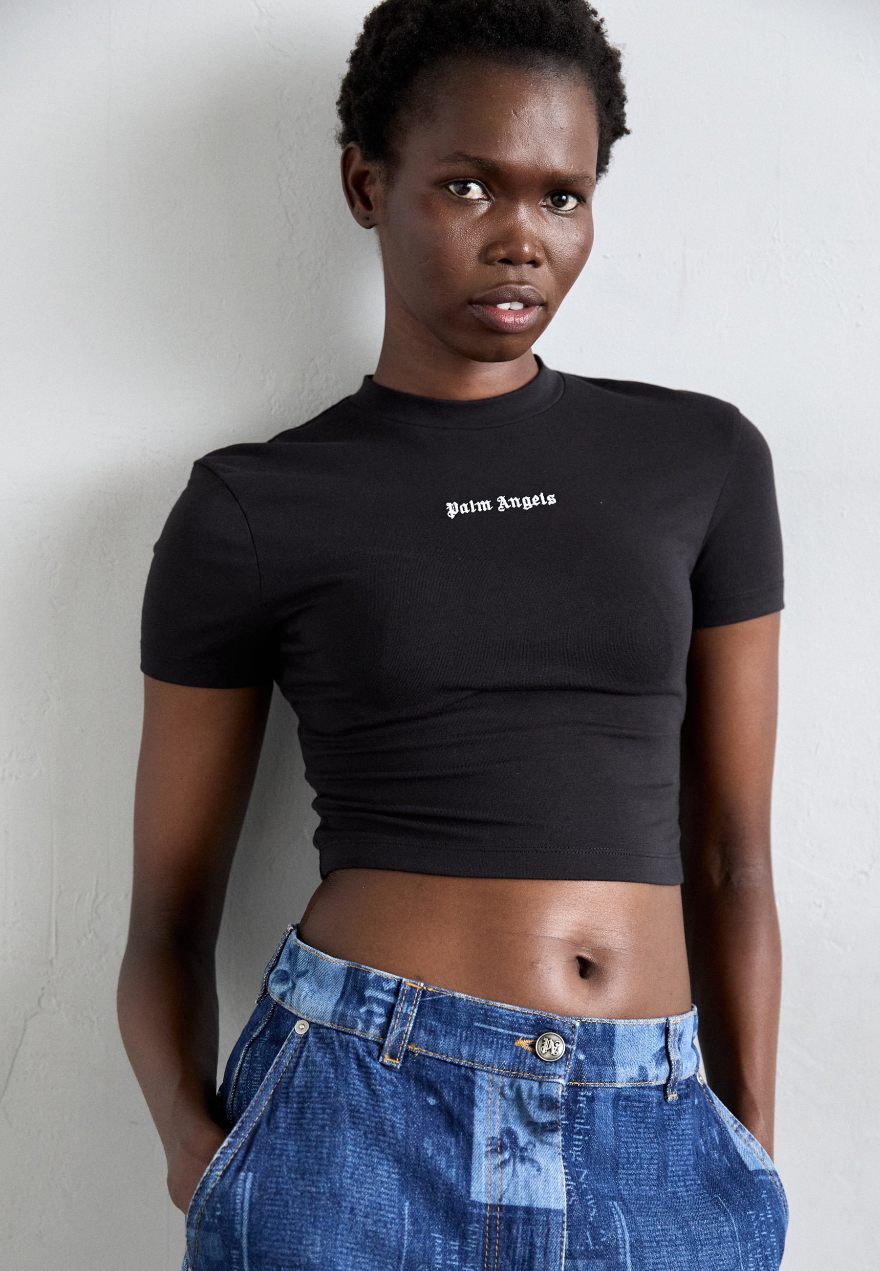 Palm Angels KLASSISCHES LOGO – Basic-T-Shirt – schwarz