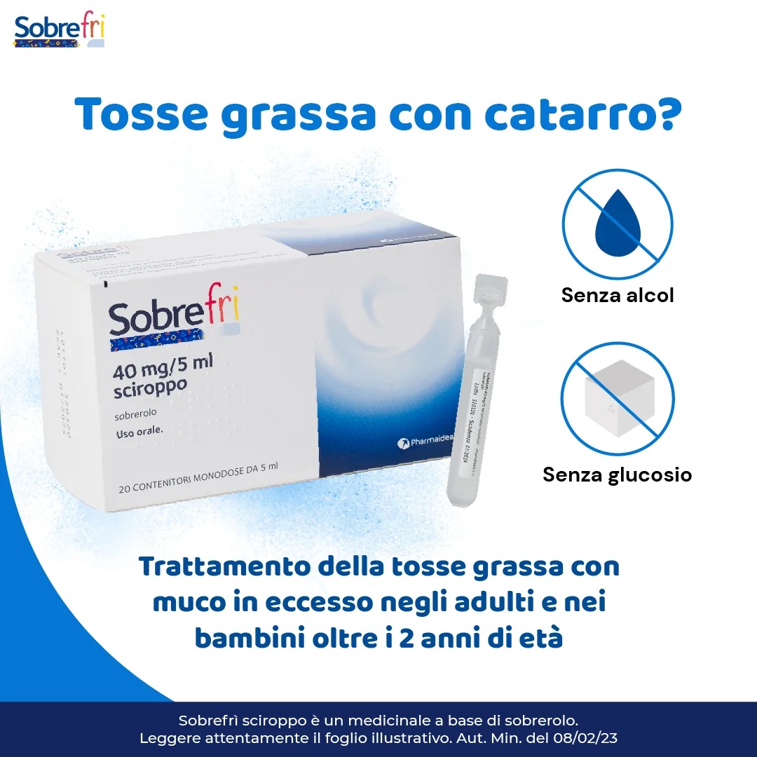 SOBREPIN Sobrefri Jarabe mucolítico para la tos con mucosidad 2 años+ 20 frascos 40 mg/5 ml SIN AZÚCAR