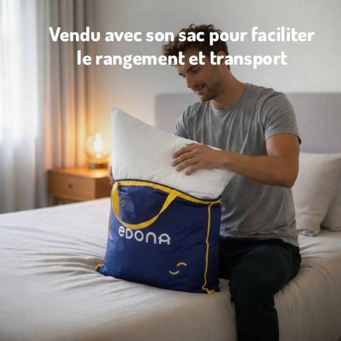 Edona The Fabulous Set of 2 Pillows 60x60 cm Synthetic Medium-Firm Cervical Support Hotel Quality Made in France OEKO-TEX
