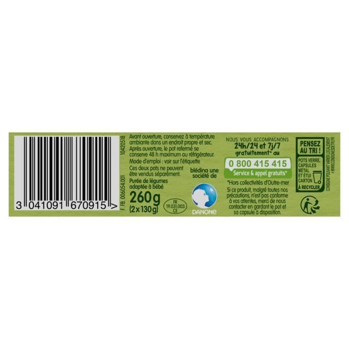 Blédina Organic Harvests, omogeneizzato biologico per neonati dai 4/6 mesi, gusto zucca, 2x130g