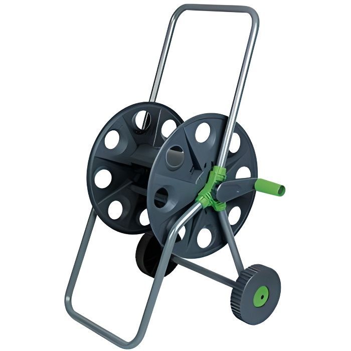 Avvolgitubo da giardino RIBILAND - Su ruote - 60 m - Metallo laccato e PVC - Grigio