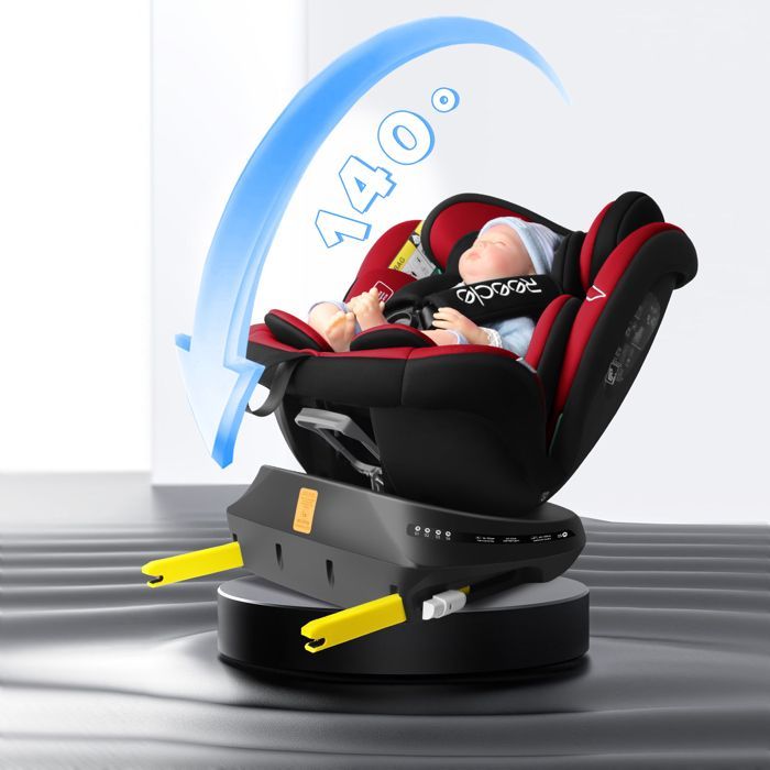 Reecle i-Size Siège Auto 360° Pivotant ISOFIX 40-150 cm, de la naissance à 12 ans (0-36 kg), ECE R129, Rouge