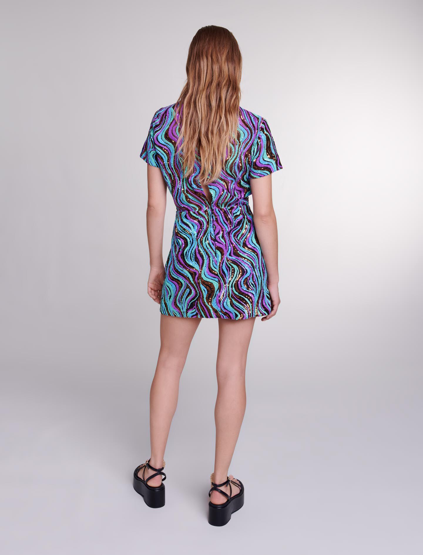 Trompe l'oeil korte jurk - Multicolor