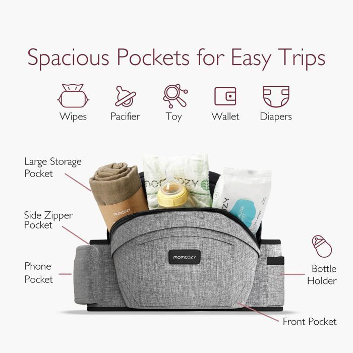 Portabebés ergonómico ajustable Momcozy, para recién nacidos y niños pequeños de hasta 20 kg, gris, talla mediana.