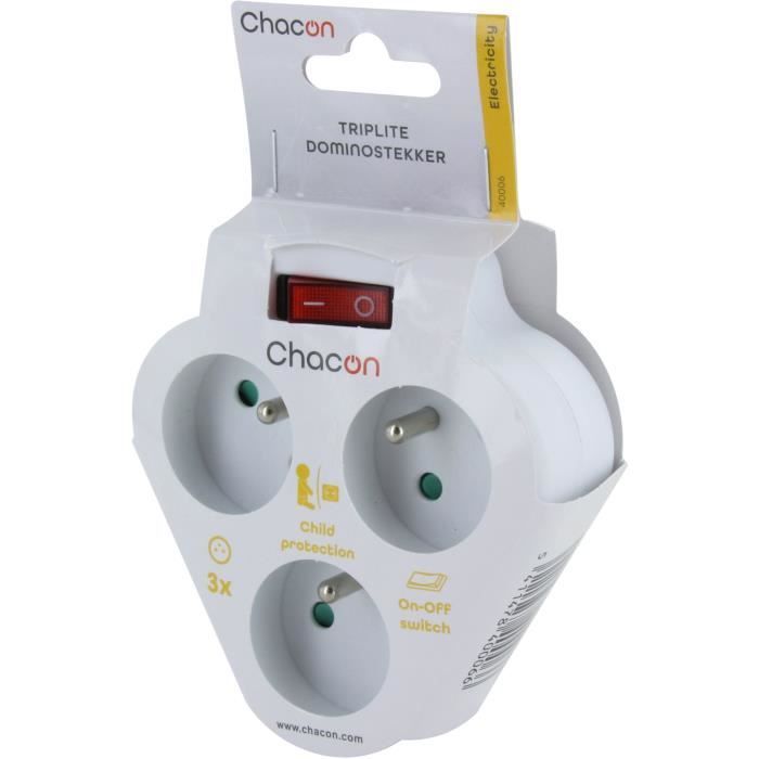 Domino 3x16A - CHACON - Triangolo con interruttore - Bianco