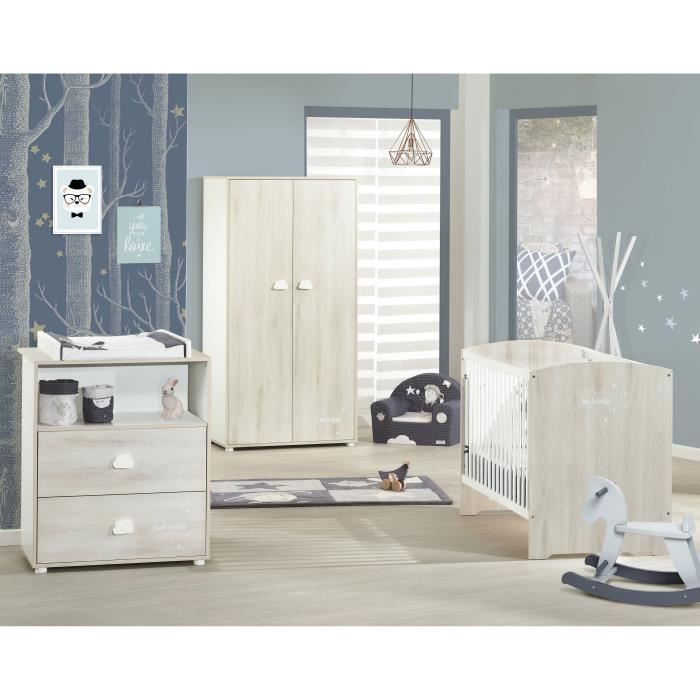 Set completo per cameretta neonato - culla 120x60, fasciatoio e armadio - BABY PRICE - SMILE - Frassino e faggio
