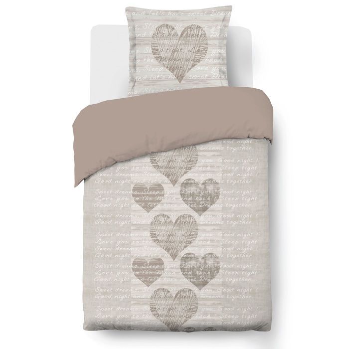 Juego de funda nórdica - VISION - Alice - 140 x 200 cm - 1 funda de almohada a juego de 65 x 65 cm - Beige - 100% algodón