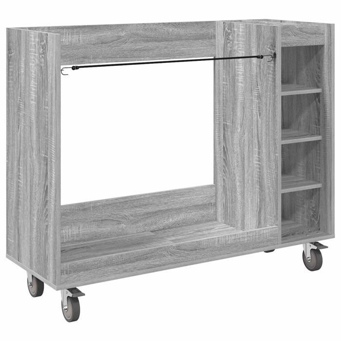 Moderne golfskab - vidaXL - Sonoma Grey - 120x45x98 cm - Stor opbevaringsplads - 4 hjul - Metalstel