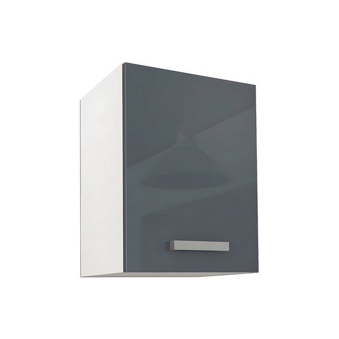 Cocina completa - Con encimera de 180 cm - Gris brillante y blanco - TRATTORIA