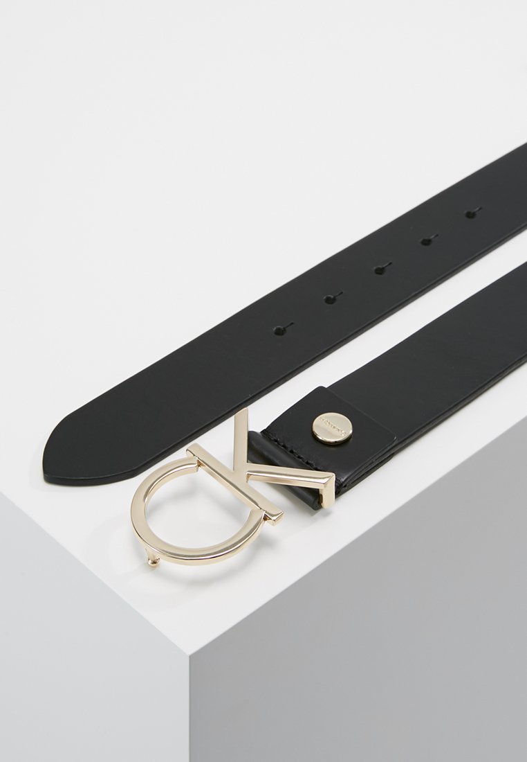 Calvin Klein LOGO RIEM - Riem - zwart/lichtgoudkleurig