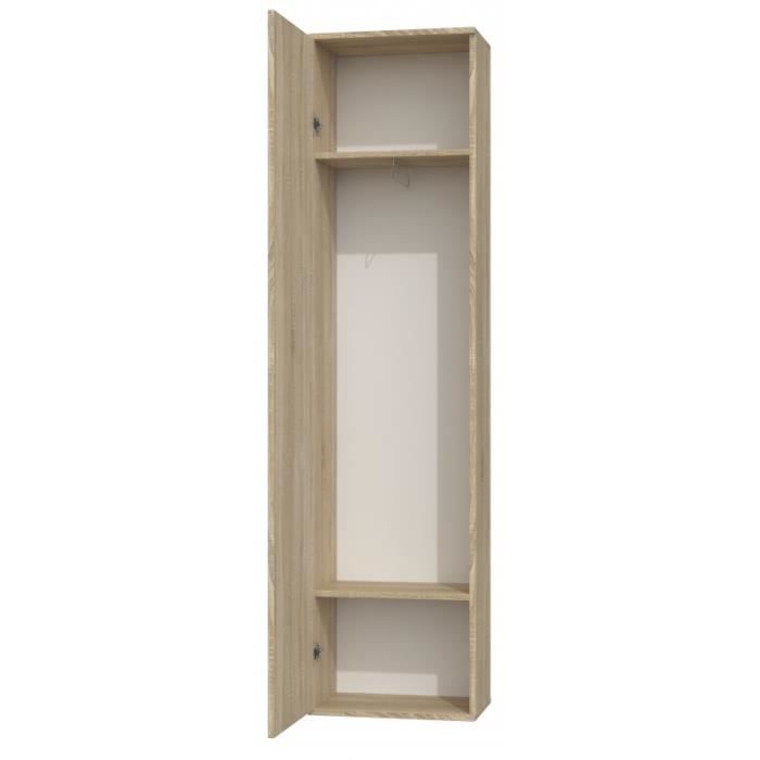 ATARA | Armoire d’entrée avec grand miroir | 180x50x35 cm | Deux étagères + porte-cintres | Meuble d’entrée