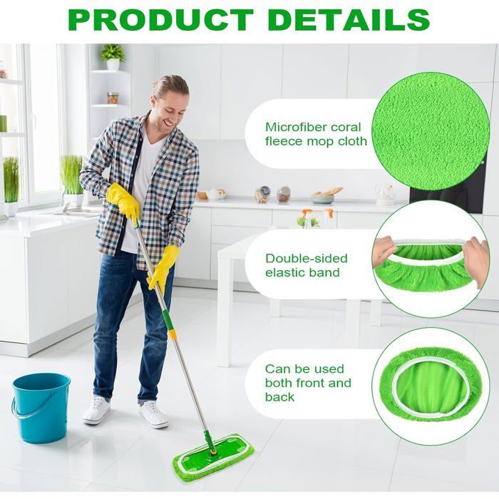 Juego de 4 cabezales de fregona Swiffer - Lavables - Para uso en seco y húmedo - Microfibra - Para la limpieza de suelos