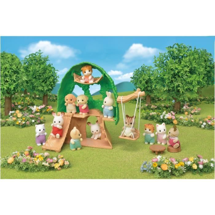 Figurines miniatures - SYLVANIAN FAMILIES - La cabane des bébés - Toboggan, balançoire, hamac
