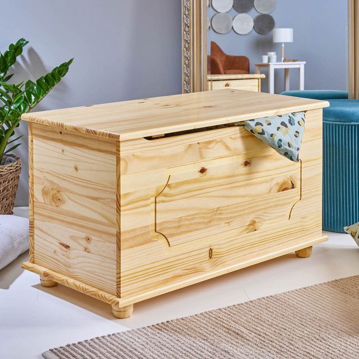 KALISHA - Natural Solid Wood Toy Chest
