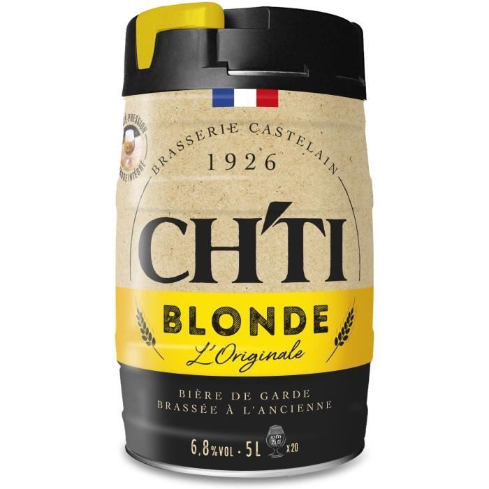 Barril de cerveza rubia original - Chti - 6,80% vol. - Mini barril de 5 litros