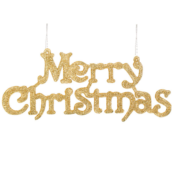 Zawieszka na choinkę Merry Christmas 2szt. 24cm złoty brokat