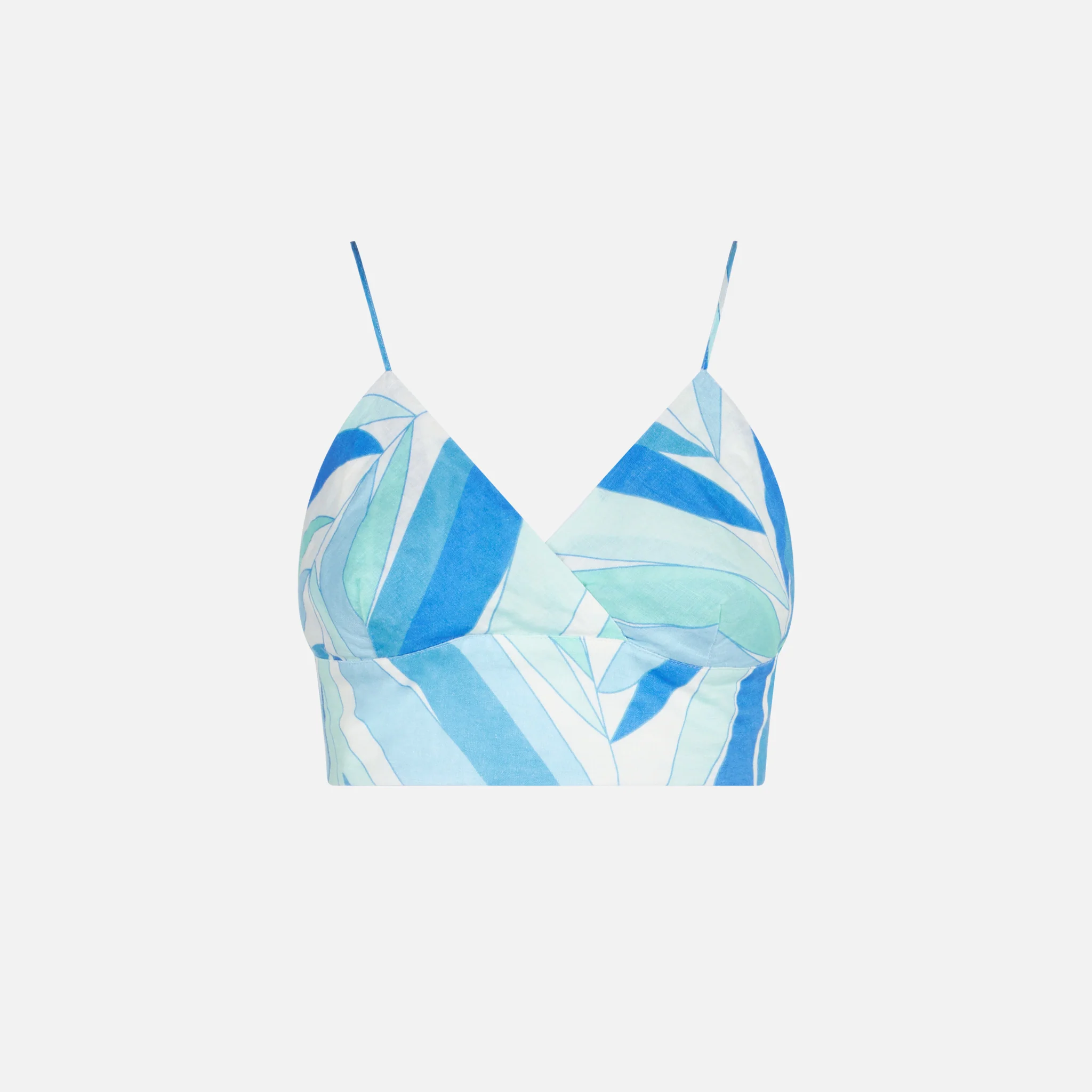 Bedrukte linnen bralette top