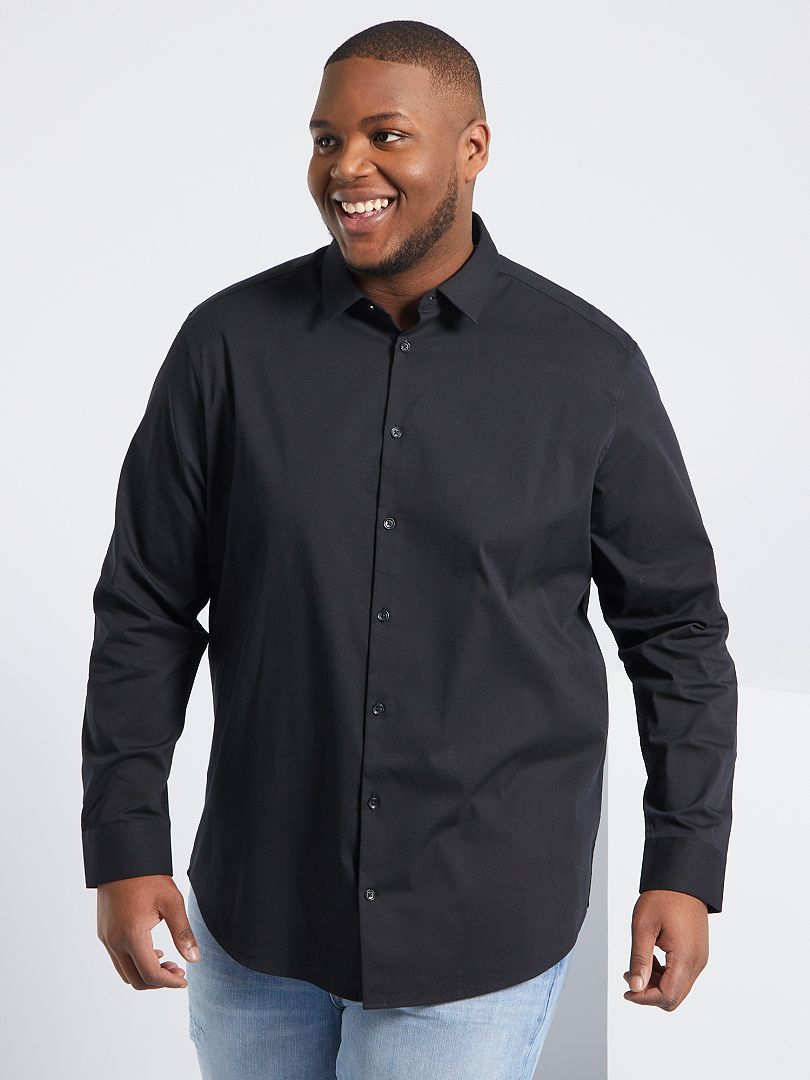 Stretch twill overhemd - zwart