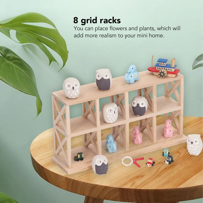 1:12 scale dollhouse shelf made of wood and resin, 8 shelves, beautiful appearance, dollhouse storage rack with