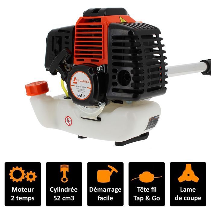 GT GARDEN - Decespugliatore a benzina da 52 cc - 3 CV
