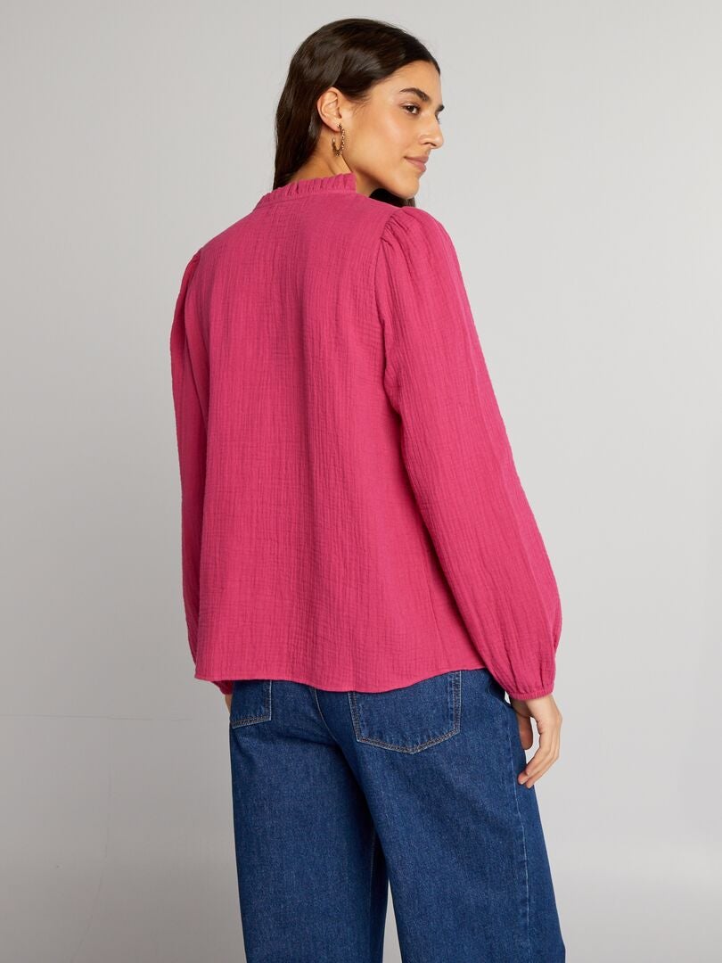 Blusa de gasa de algodón - ROSA