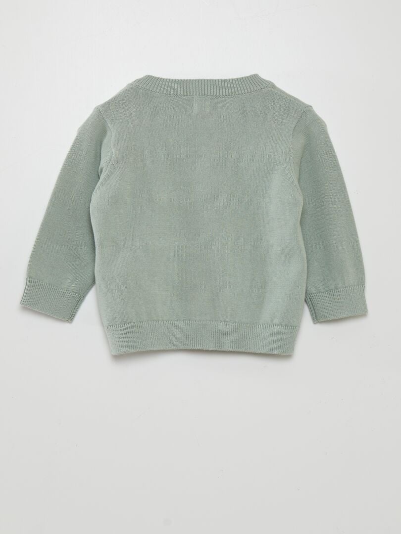 Cardigan scollo a V in maglia leggera - VERDE