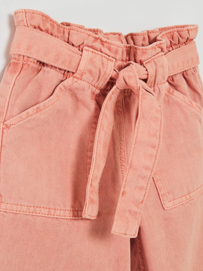 Jeans met elastische tailleband en mom fit model - ROZE