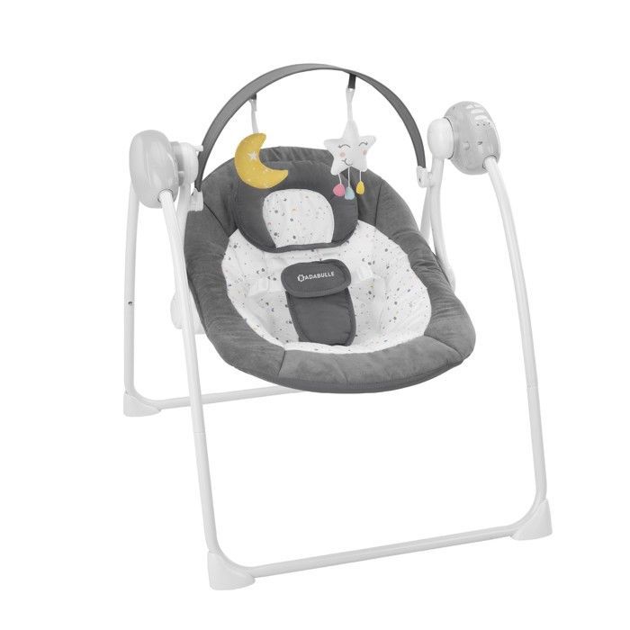 Badabulle Electric Swing Comfort - Foldable - Ultra Compact - Removable Toy Arch, Moonlight