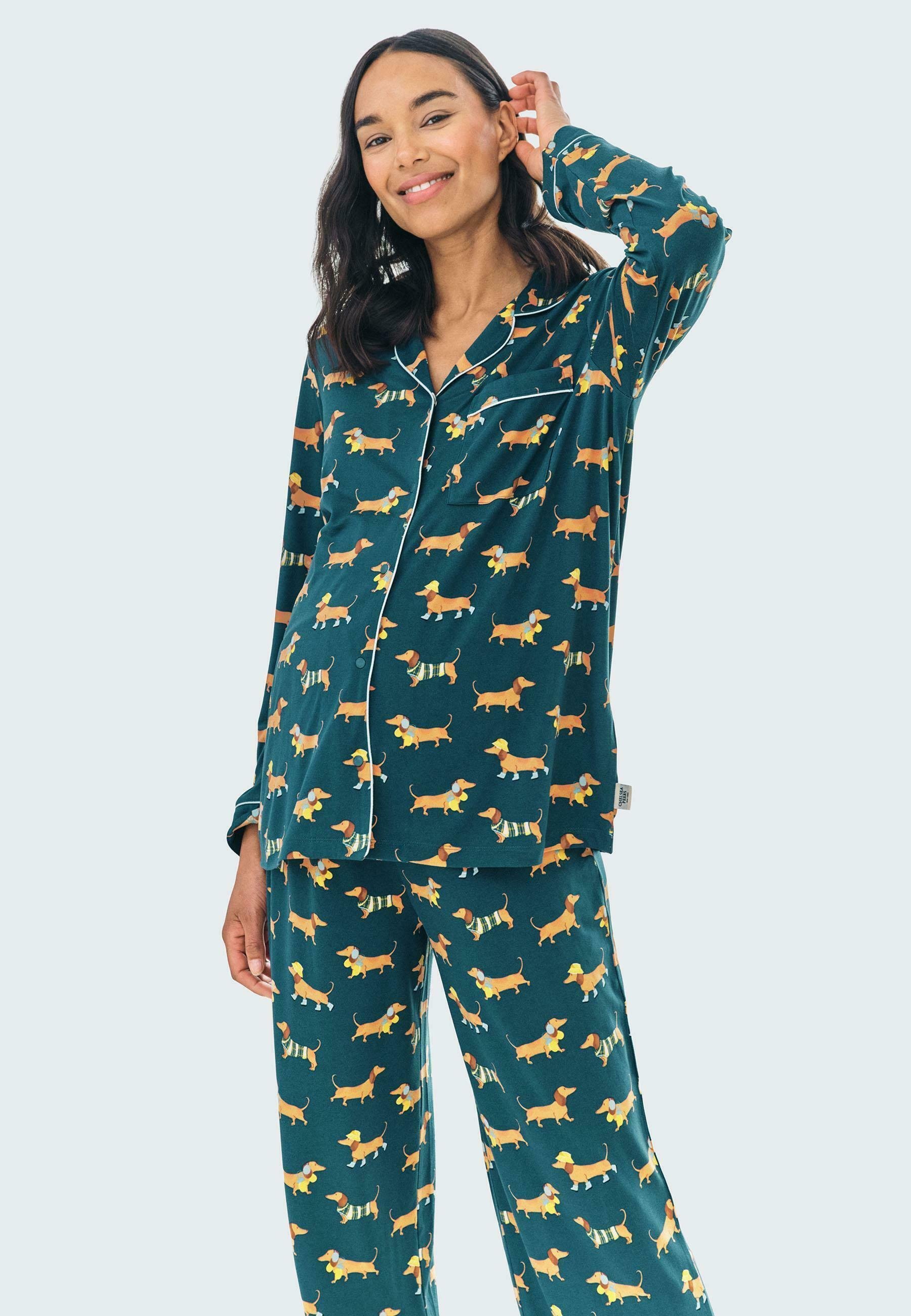 Ensemble pyjama Chelsea Peers Saucisse Dog - bleu sarcelle