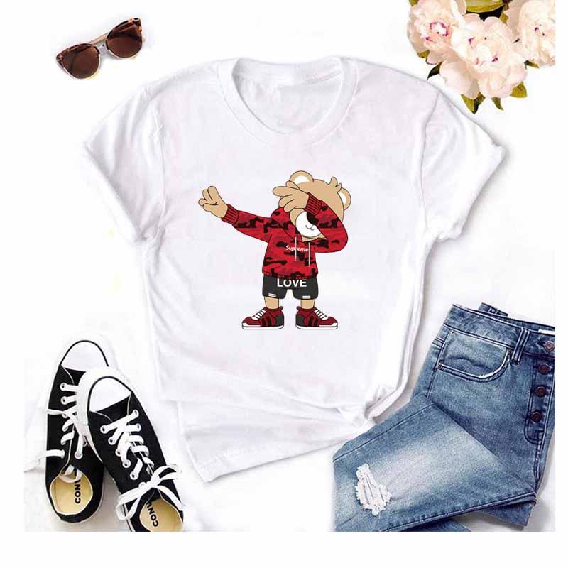 Camisetas divertidas con estampado de dibujos animados para mujer, estilo Harajuku Streetwear Kawaii, camisetas de cuello redondo, tops para mujer, ropa de talla grande.