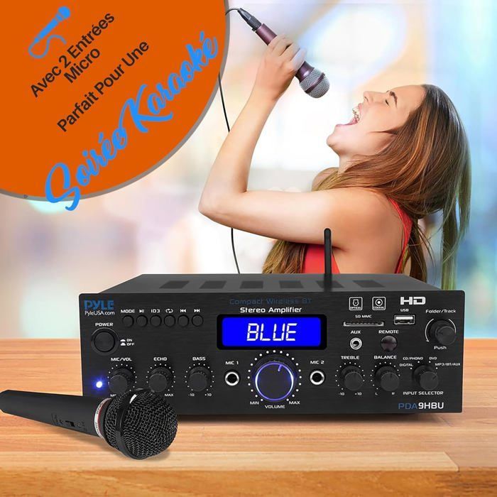 Amplificatore multicanale Bluetooth Pyle da 200 W – HDMI, USB/SD, FM, microfono, telecomando