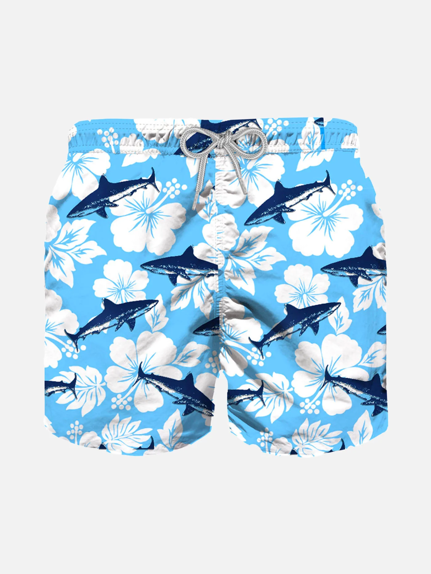 Kinderkostuum met bloemenprint en haaien.
