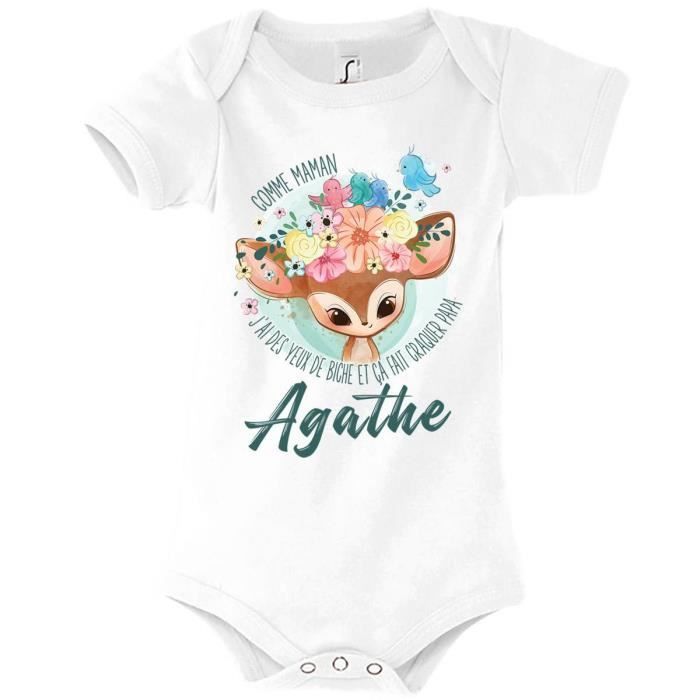 Body para bebé - Agathe - Nombre de niña - Algodón - 3-6 meses