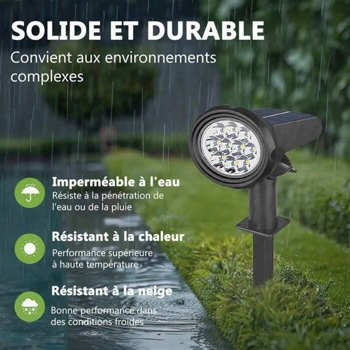 Luz solar exterior, blanco frío 6000K (incluye iluminación continua), foco solar para entrada de vehículos, luz exterior impermeable IP44 para jardín, 2 unidades.
