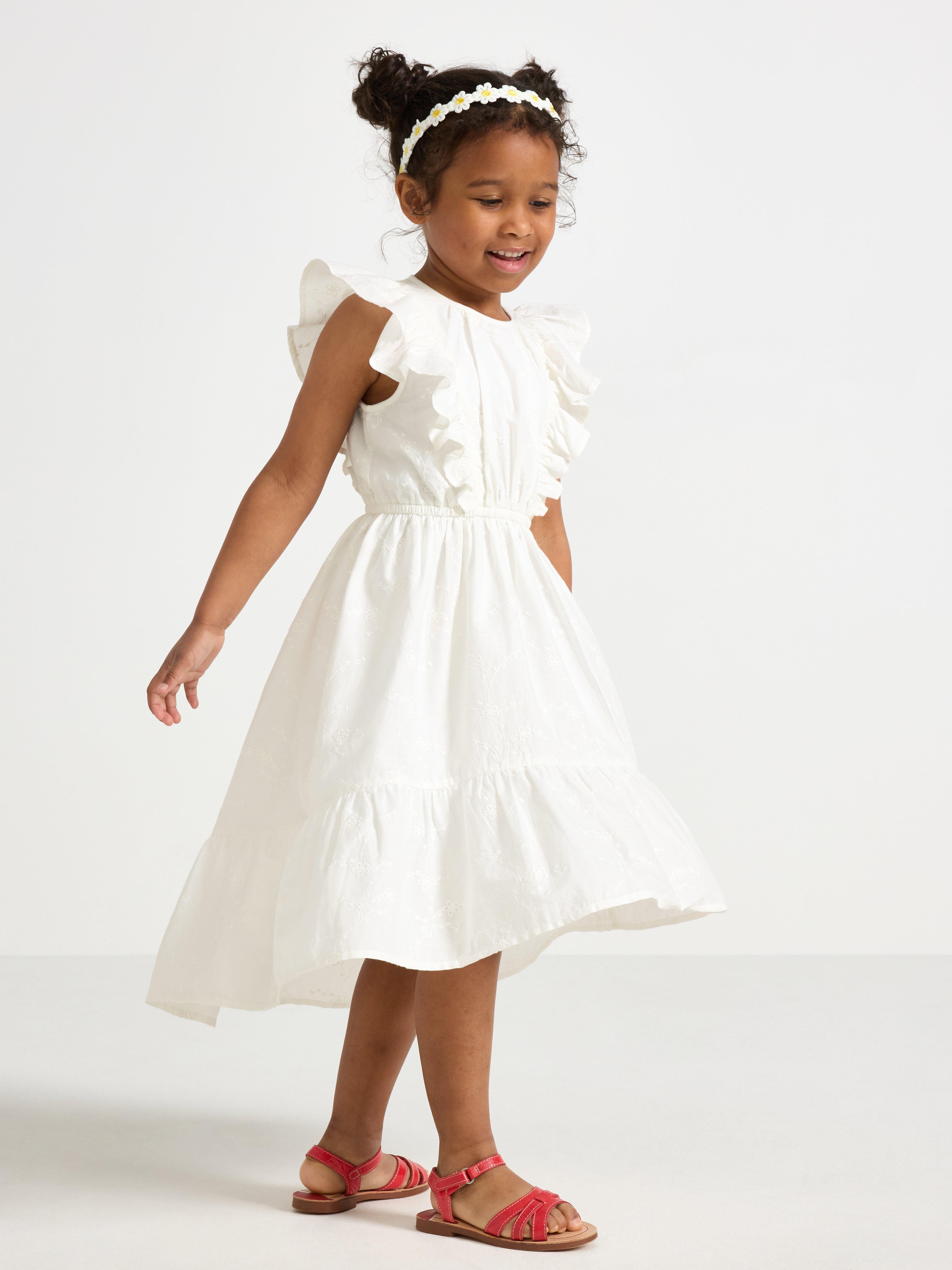 Rochie cu broderie Alb deschis la culoare