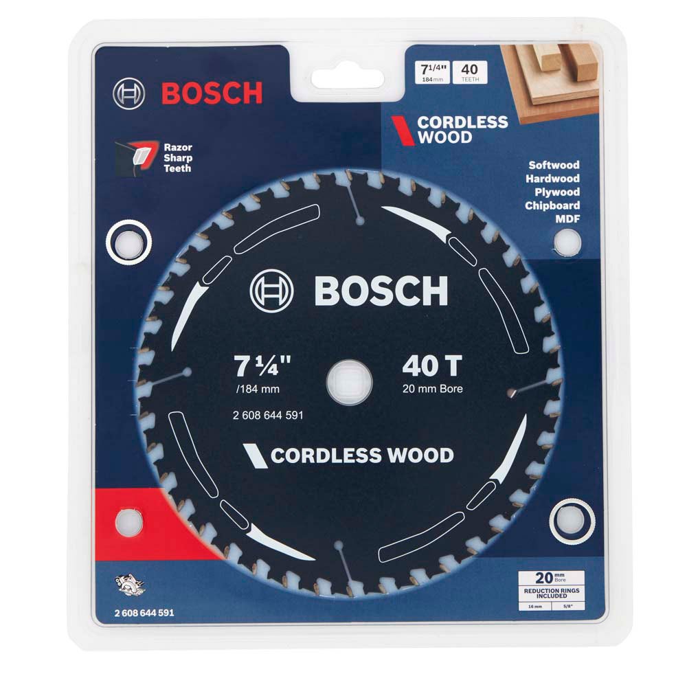 Disco de corte para madeira BOSCH TCT de 184 mm com 40 dentes - SERRA DE MADEIRA SEM FIO